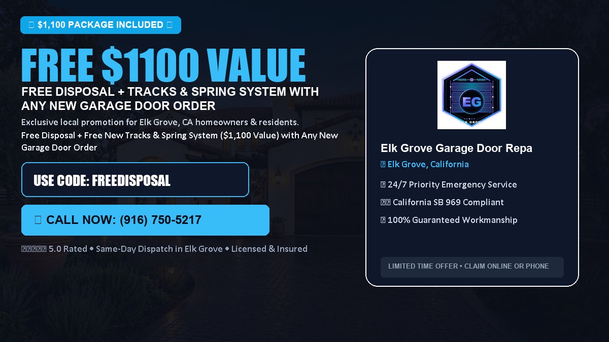 Free Disposal + Free New Tracks & Spring System with Any New Garage Door Order ($1100 Value) in Elk Grove, CA